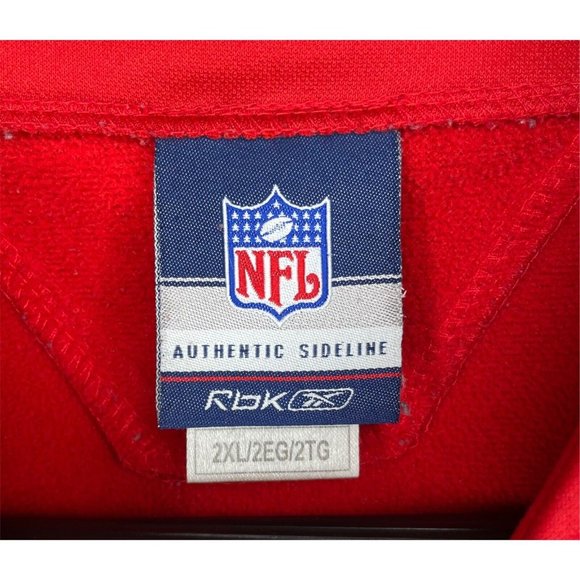 Atlanta Falcons NFL Reebok Mens 2XL Red 1/4 Zip Pullover Jacket Fleece Lined - Picture 6 of 6